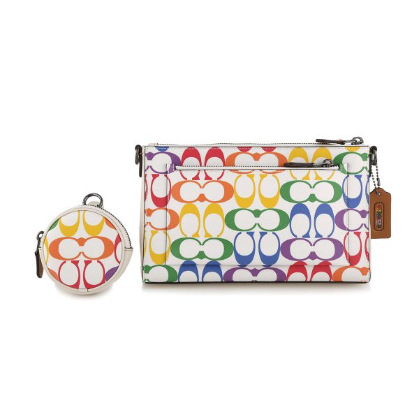 gcocj673qbcah 7 Coach Rainbow Signature Shoulder Bag White Multicolor