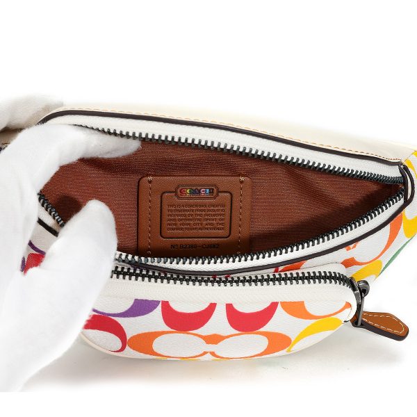 gcocj682qbcah 6 Coach Rainbow Signature Waist Bag Body Bag White