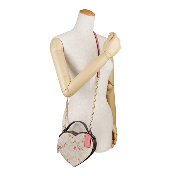 gcock523imot4 6 Coach Signature Heart Star Shoulder Bag Beige