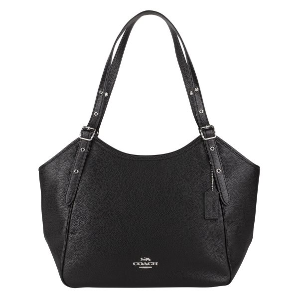 gcocm074svdtv 1 Coach Pebbled Tote Bag Black