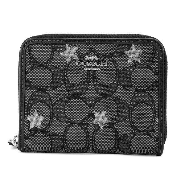 gcocp432svwfv 1 Coach Signature Jacquard Star Wallet Black