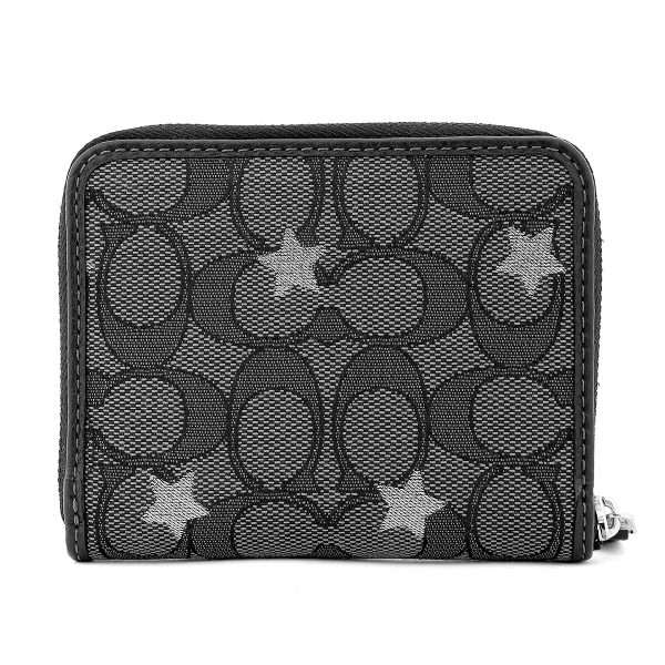 gcocp432svwfv 2 Coach Signature Jacquard Star Wallet Black