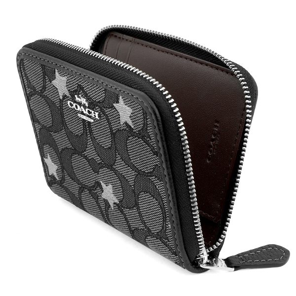 gcocp432svwfv 4 Coach Signature Jacquard Star Wallet Black