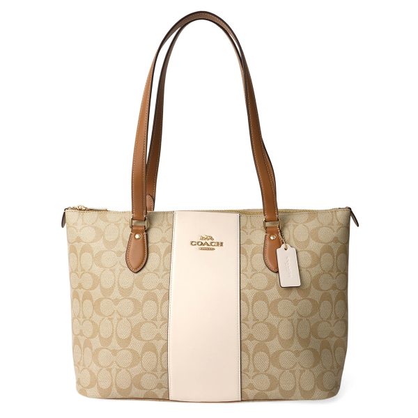 gcocr121imwqj 1 Coach Signature Stripe Tote Bag Beige