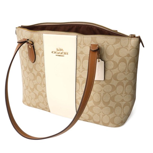 gcocr121imwqj 4 Coach Signature Stripe Tote Bag Beige