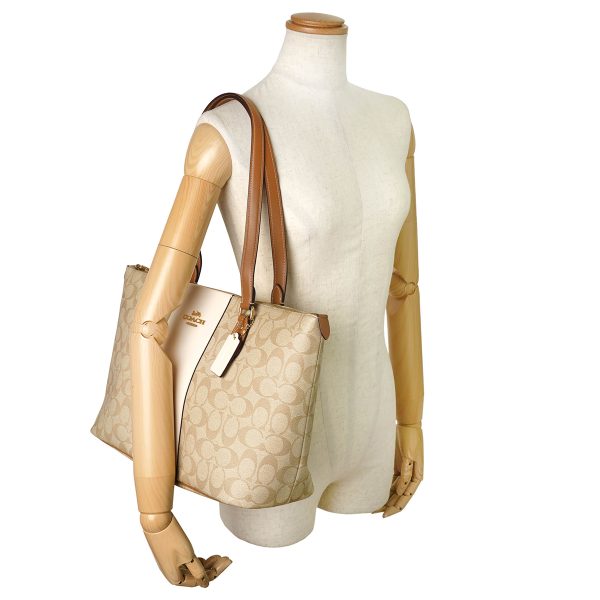 gcocr121imwqj 6 Coach Signature Stripe Tote Bag Beige