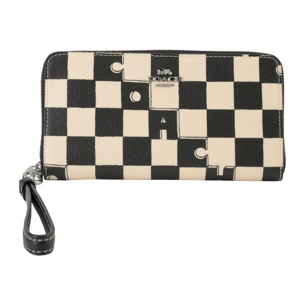 gcocr622sva16 1 Coach Checker Long Wallet Black White