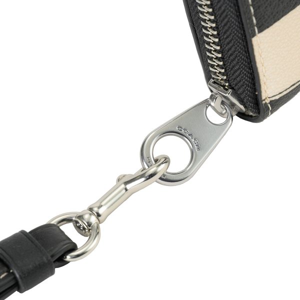 gcocr622sva16 8 Coach Checker Long Wallet Black White