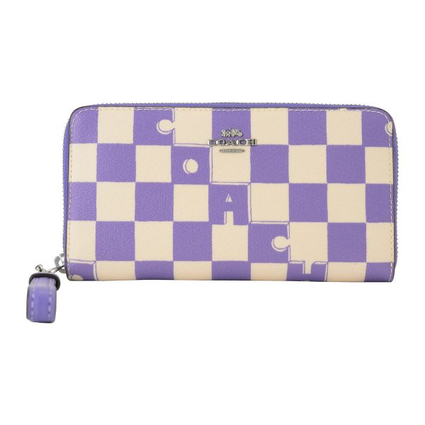 gcocr622svwpb 1 Coach Checker Long Wallet Purple