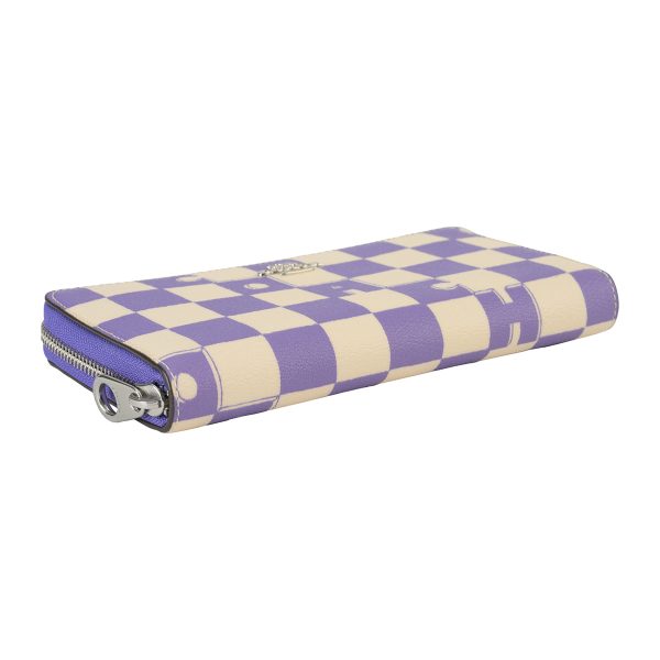 gcocr622svwpb 3 Coach Checker Long Wallet Purple