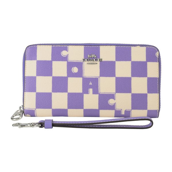 gcocr622svwpb 6 Coach Checker Long Wallet Purple