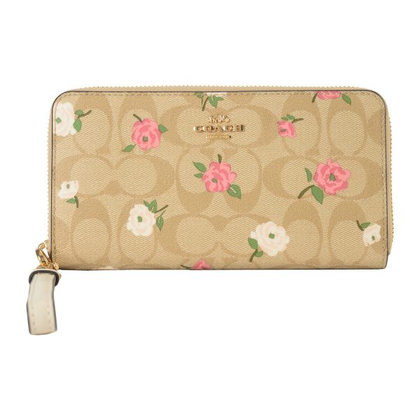 gcocr966imotv 1 Coach Signature Floral Long Wallet Beige