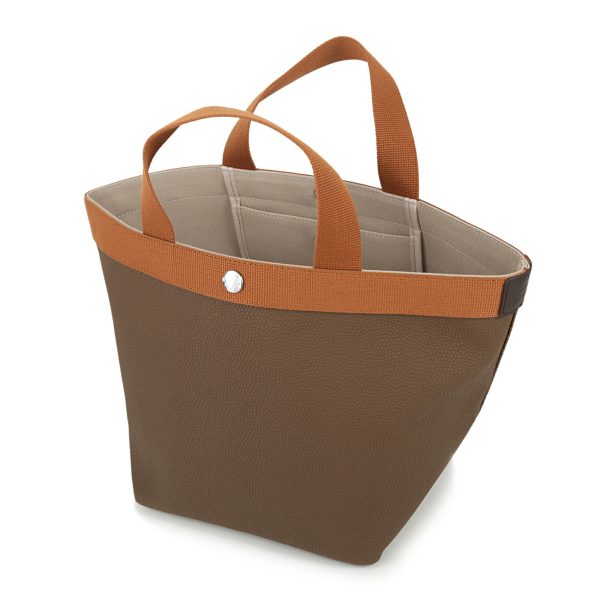 ghc707gp6439 4 Herve Chapelier Pebbled Grain Tote Bag Brown