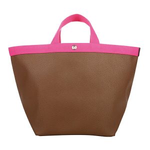 ghc725gp6454f 1 Herve Chapelier Pebbled Grain Tote Bag Brown Pink