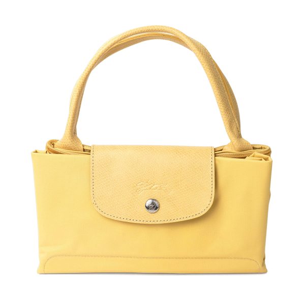 glo1623919a81 9 Longchamp Le Pliage Green Top Handle Bag M Yellow