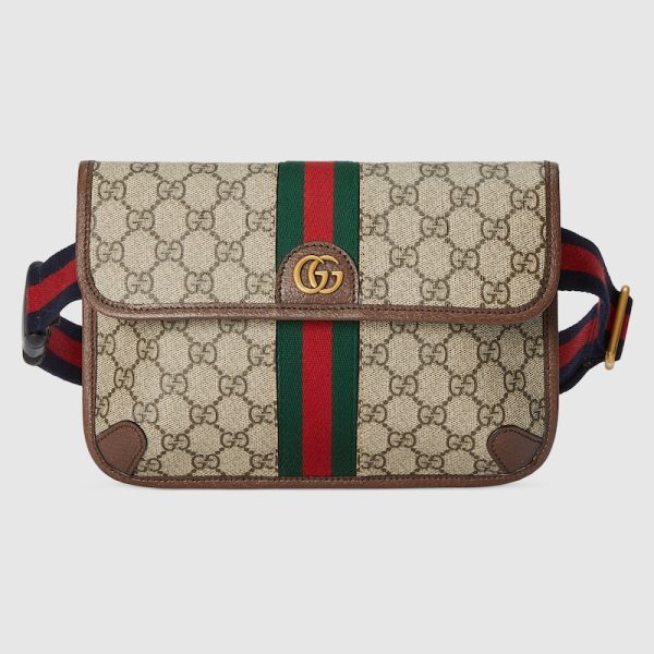 gu 1059 1 GUCCI Ophidia GG Small Belt Bag Ebone GG Supreme Brown