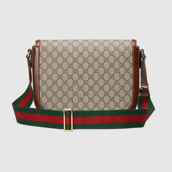 gu 1198 3 GUCCI Horsebit 1955 Crossbody Bag Brown Ebone GG Supreme