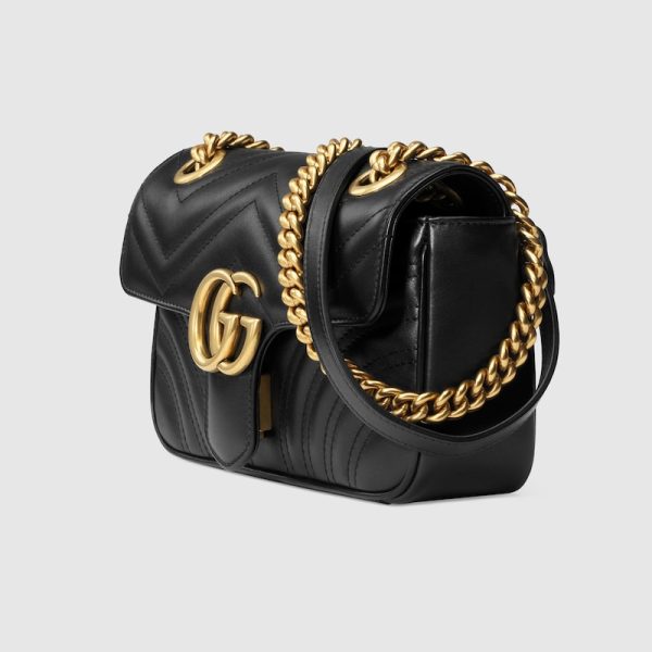 gu 1330 2 GUCCI GG Marmont Quilted Mini Bag Black