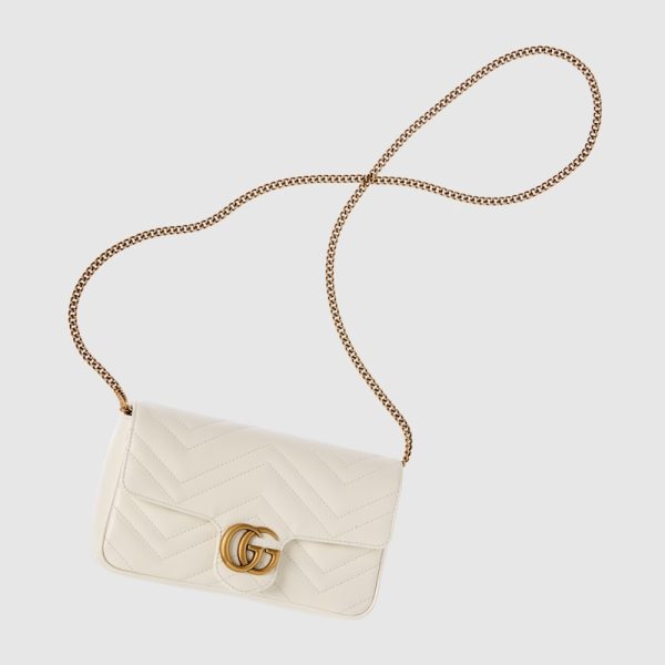 gu 1336 2 GUCCI GG Marmont Mini Bag White