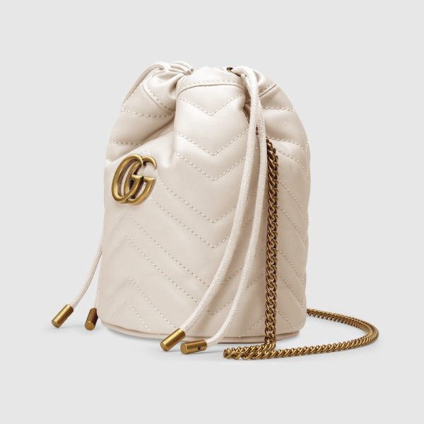 gu 1341 2 GUCCI GG Marmont Mini Bucket Bag White