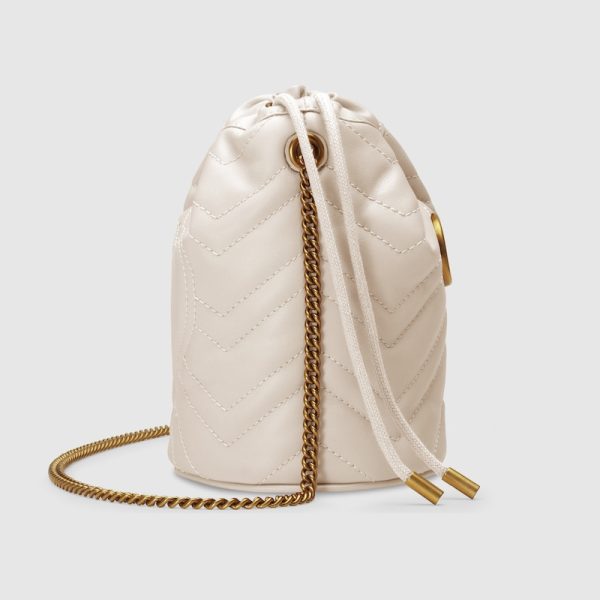 gu 1341 3 GUCCI GG Marmont Mini Bucket Bag White