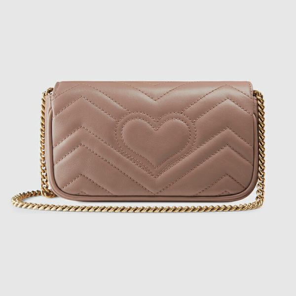 gu 1344 4 GUCCI GG Marmont Quilted Super Mini Bag Beige Chevron