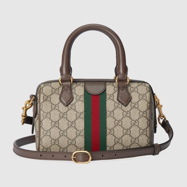 gu 1357 2 GUCCI Ophidia Mini Top Handle Bag Ebone GG Canvas