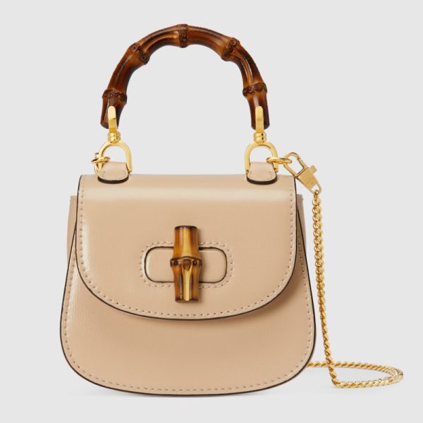 gu 1499 1 GUCCI Bamboo 1947 Super Mini Bag Beige