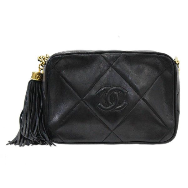 ho221126nd01 1 Chanel Fringe Chain Shoulder Bag Matelasse Black