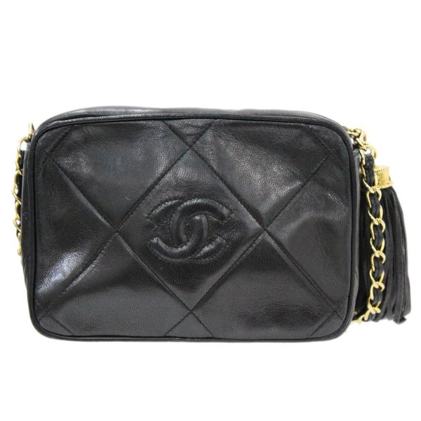 ho221126nd01 2 Chanel Fringe Chain Shoulder Bag Matelasse Black