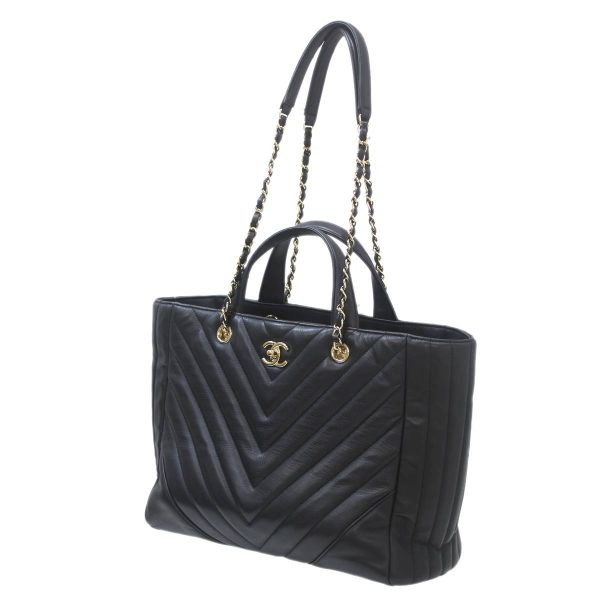 ho240701osd02 Chanel V Stitch 2WAY Tote Bag Black