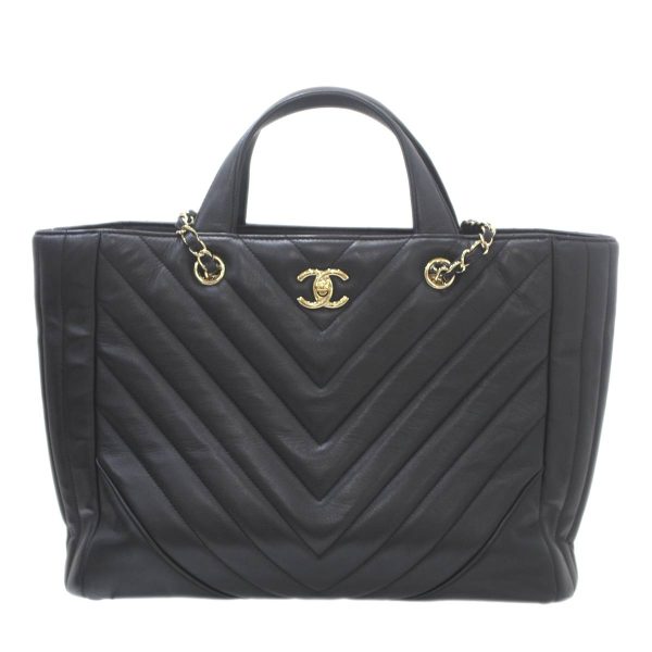 ho240701osd02 1 Chanel V Stitch 2WAY Tote Bag Black