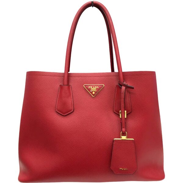 i22 487 1 2 Prada Saffiano Cuir 2WAY Bag Calf Red