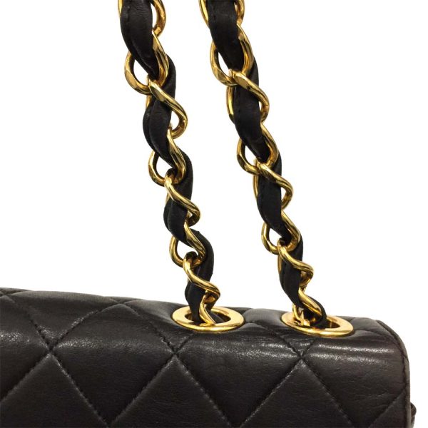 i23 491 17 Chanel Matelasse Chain Shoulder Bag Lambskin Black