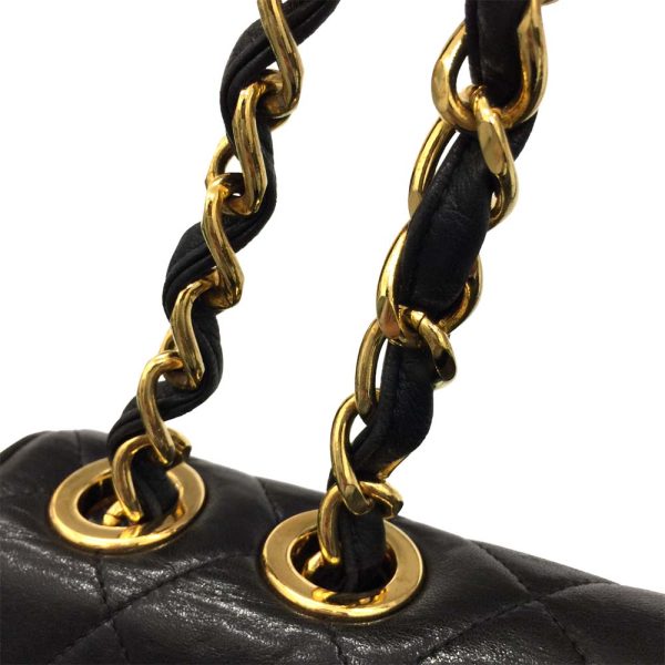 i23 491 18 Chanel Matelasse Chain Shoulder Bag Lambskin Black