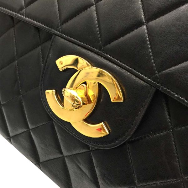 i23 491 21 Chanel Matelasse Chain Shoulder Bag Lambskin Black