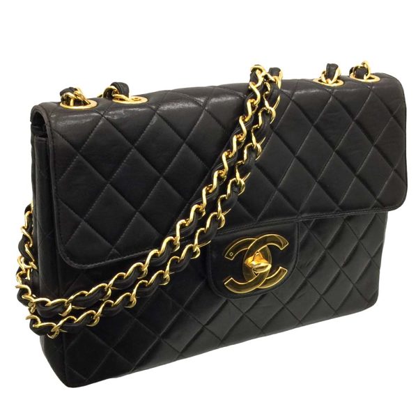 i23 491 5 Chanel Matelasse Chain Shoulder Bag Lambskin Black