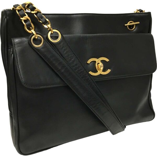 i24 1000 1 Chanel Chain Tote Bag Lambskin Black