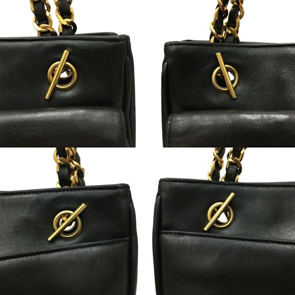 i24 1000 11 Chanel Chain Tote Bag Lambskin Black