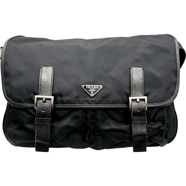 i24 1296 2 Prada Messenger Bag Nylon Black