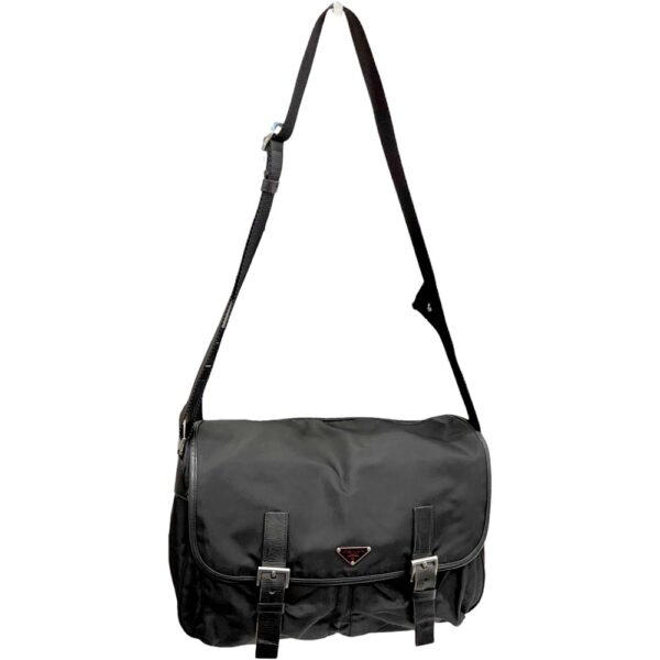 i24 1296 20 Prada Messenger Bag Nylon Black