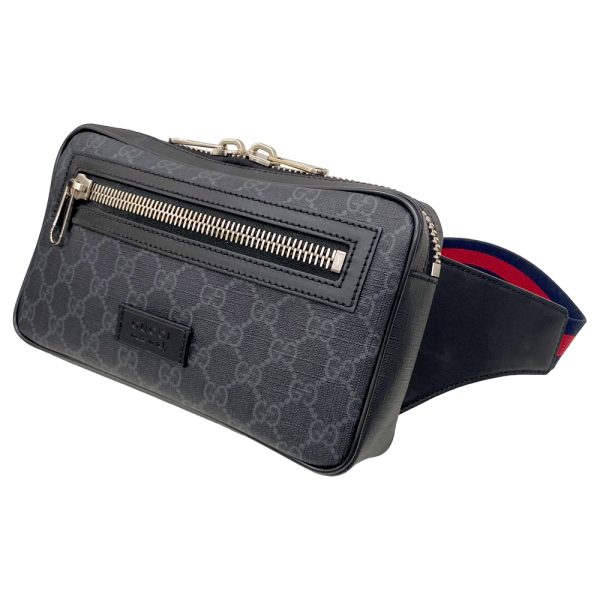 i24 26 1 Gucci GG Supreme Body Black Sherry Line Blue Leather