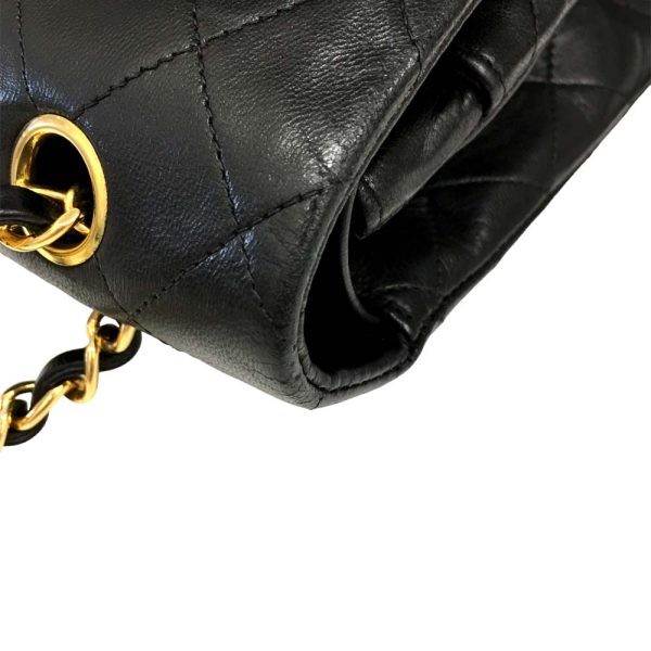 i24 487 12 Chanel Matelasse 25 W Chain Bag Lambskin Black