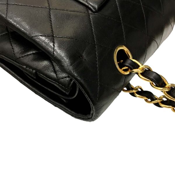 i24 487 15 Chanel Matelasse 25 W Chain Bag Lambskin Black