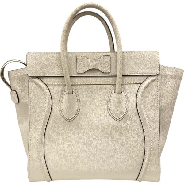 i24 504 2 Celine Luggage Handbag Tote Bag Beige White