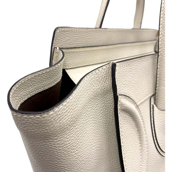 i24 504 7 Celine Luggage Handbag Tote Bag Beige White