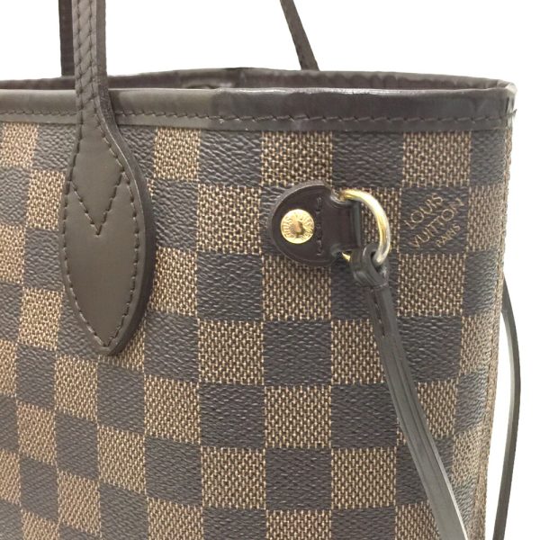 i24 784 12 Louis Vuitton Neverfull PM Damier Ebene Tote Bag Brown