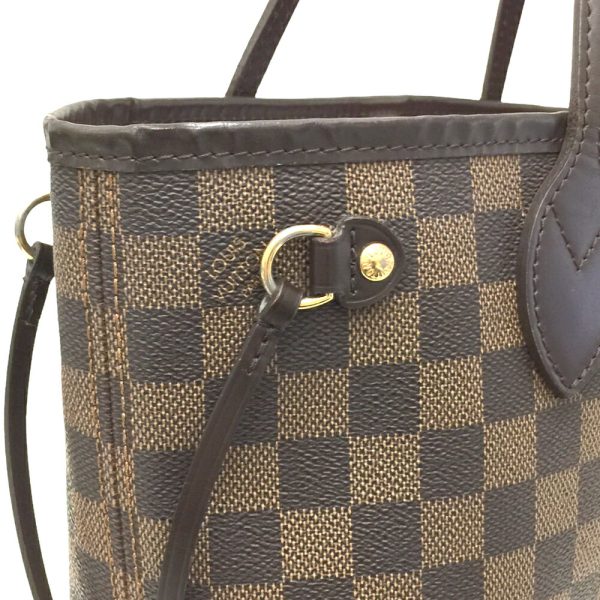 i24 784 13 Louis Vuitton Neverfull PM Damier Ebene Tote Bag Brown