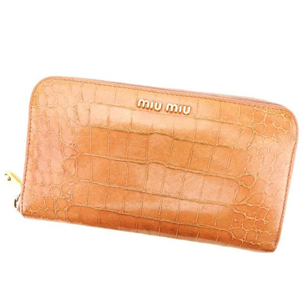 i448 Miu Miu Long Wallet Crocodile Pink I448S