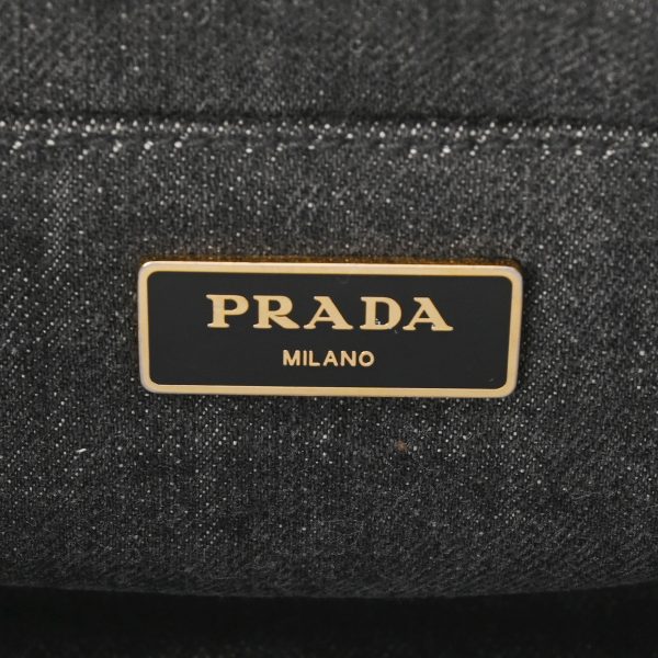 ik 00 0614727 15 PRADA Canapa Tote Mini 2WAY Black Denim Handbag